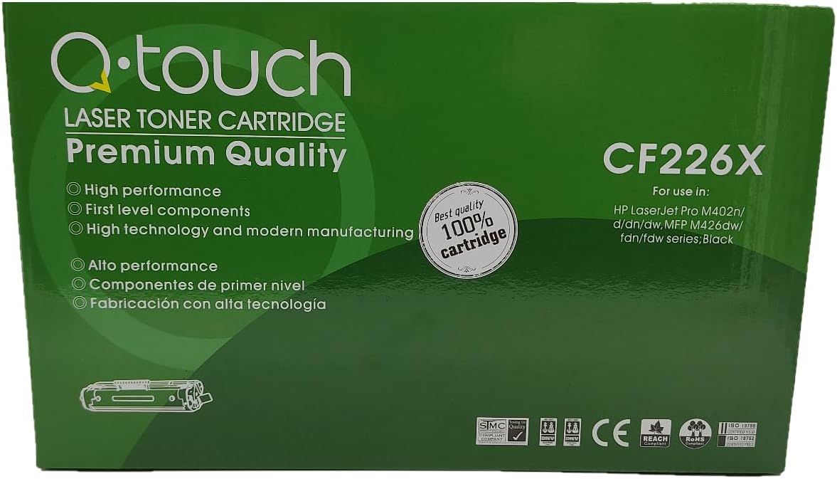 Foto 1 | Tóner Genérico Q-touch Cf226x Negro | Compatible Con Hp M402/m426 | 9000 Páginas