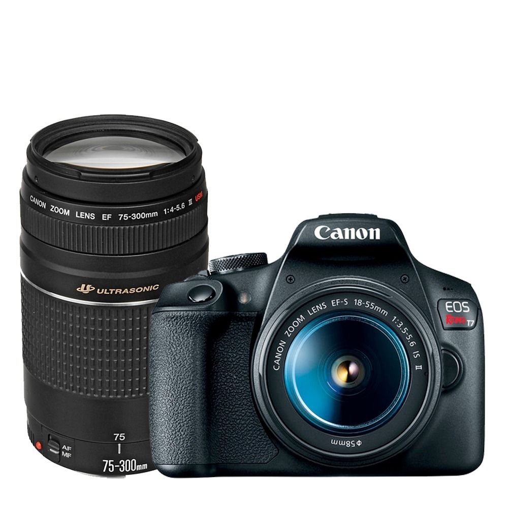 Foto 1 | Cámara Canon Eos Rebel T7 Ef-s 18-55mm más Ef 75-300mm F/4-5.6 Iii Kit
