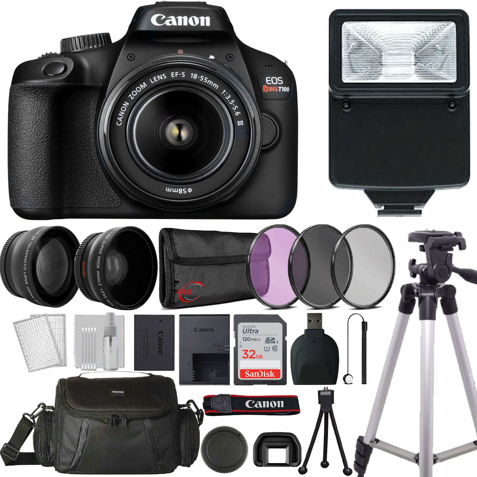Foto 1 | Cámara Canon Eos Rebel T100 Con Lente 18-55 Mm Iii Reacondicionada - Venta Internacional.
