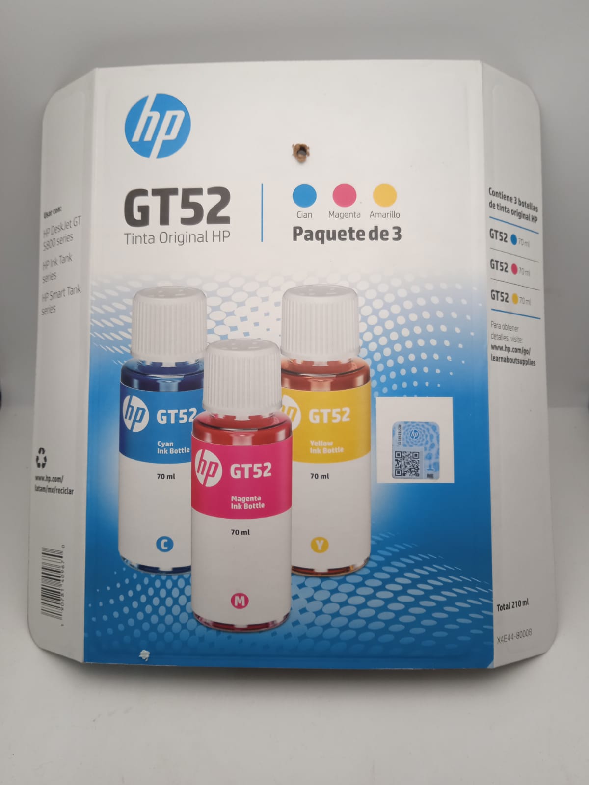 Foto 3 | Paquete de 3 Botellas Tinta Colores Cian Magenta y Amarillo Originales Hp Gt52