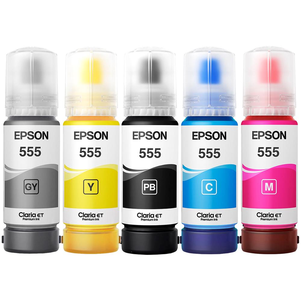 Foto 2 pulgar | Kit 5 Botellas Tinta Epson T555 L8180 L8160 70ml T555aclmp-v2