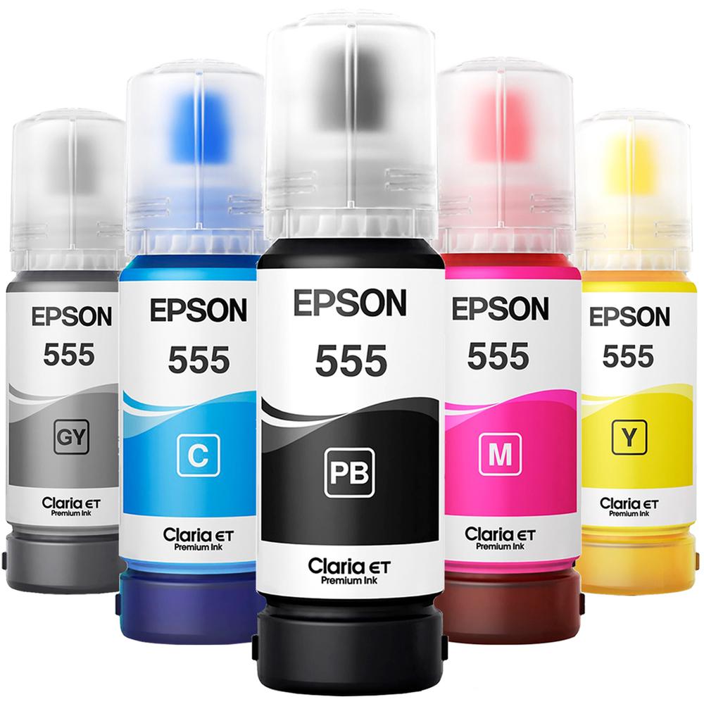 Foto 7 pulgar | Kit 5 Botellas Tinta Epson T555 L8180 L8160 70ml T555aclmp-v2