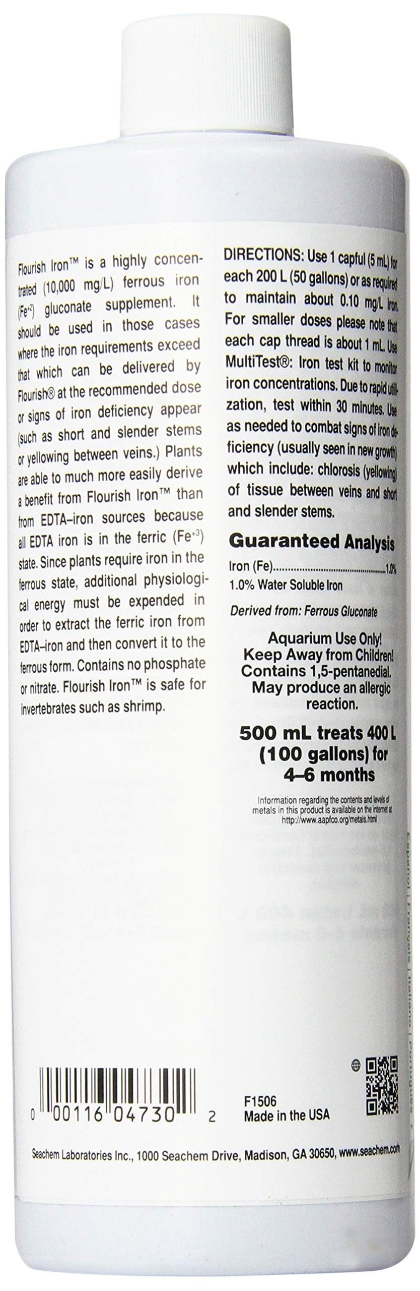 Foto 3 pulgar | Suplemento Seachem Flourish Iron De 500 Ml Altamente Concentrado - Venta Internacional.