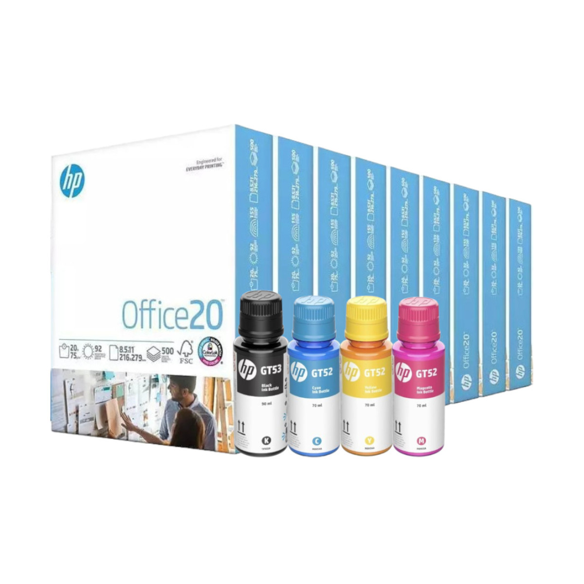 Foto 2 pulgar | 4 Tintas Hp 3xgt52 / 1xgt53  Y 4500 Hojas Papel Bond Carta