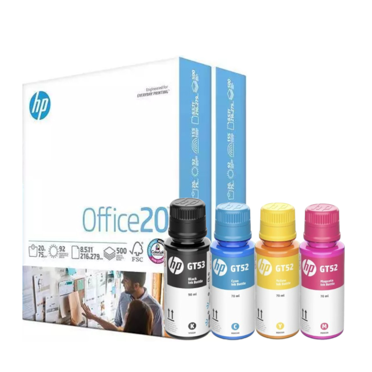 Foto 1 | 4 Tintas Hp 3xgt52 / 1xgt53  Y 1000 Hojas Papel Bond Carta