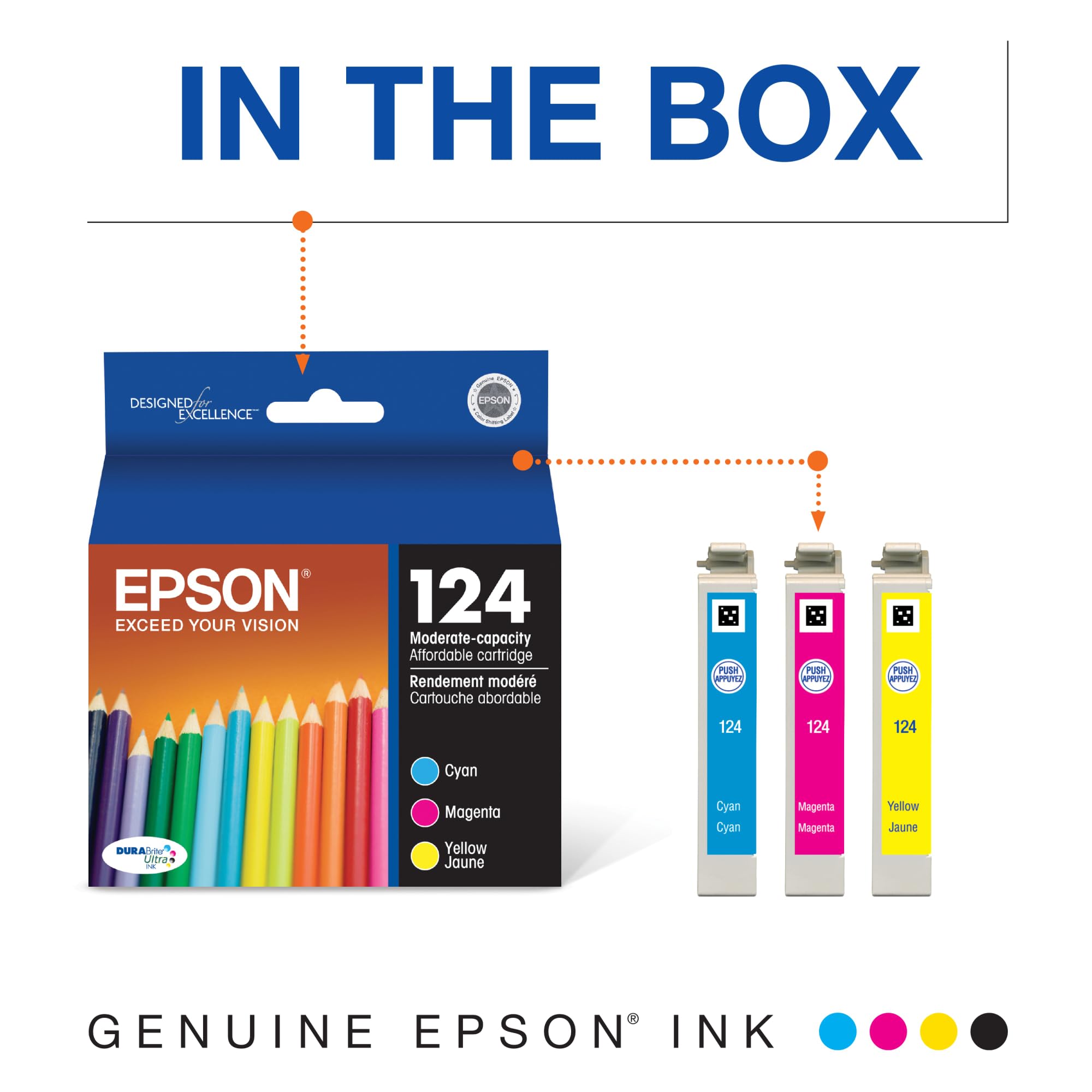 Foto 3 pulgar | Cartucho De Tinta Epson 124 Durabrite Ultra Standard Color Pack - Venta Internacional.