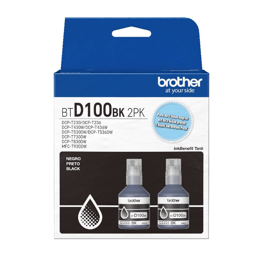Kit 2 Tintas Brother Btd100bk2pk Negro Ultra Rendimiento 7500