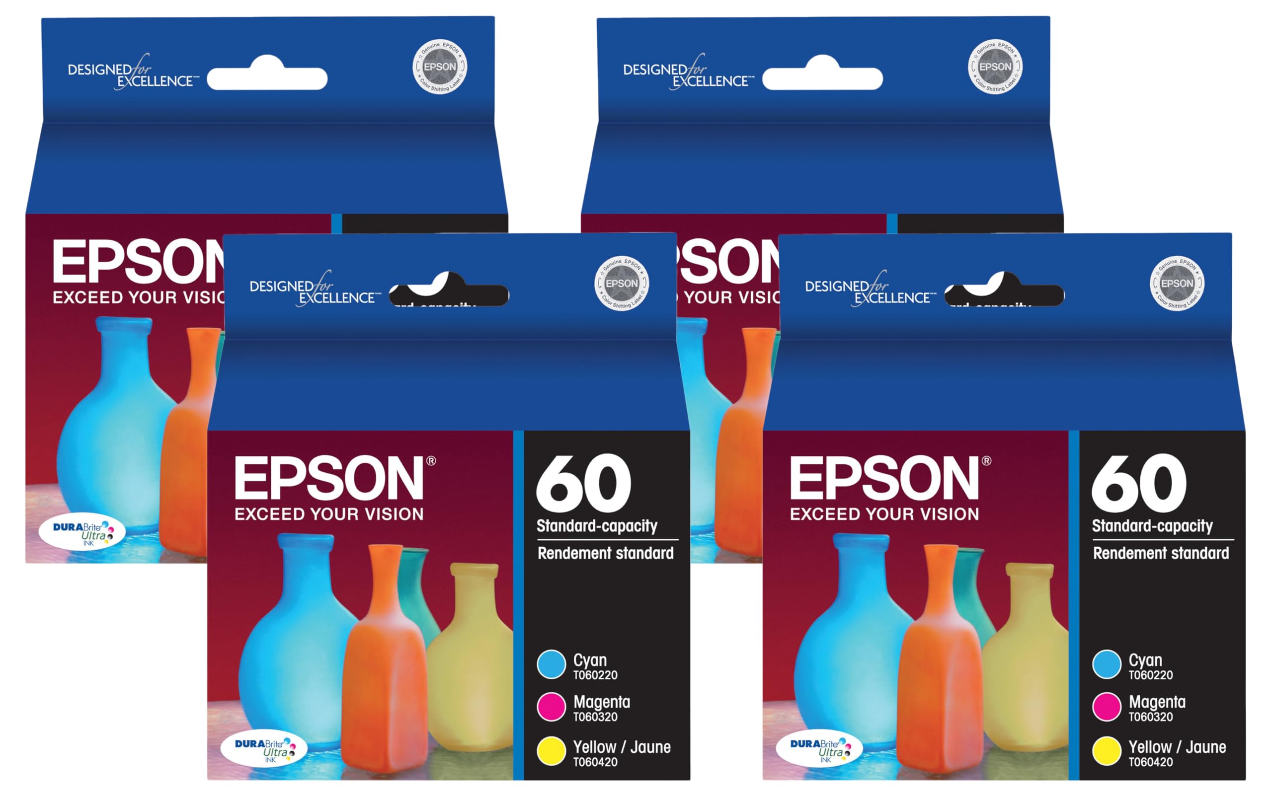 Cartucho De Tinta Epson 60 Durabrite Ultra De Capacidad Estándar (paquete De 4) - Venta Internacional.