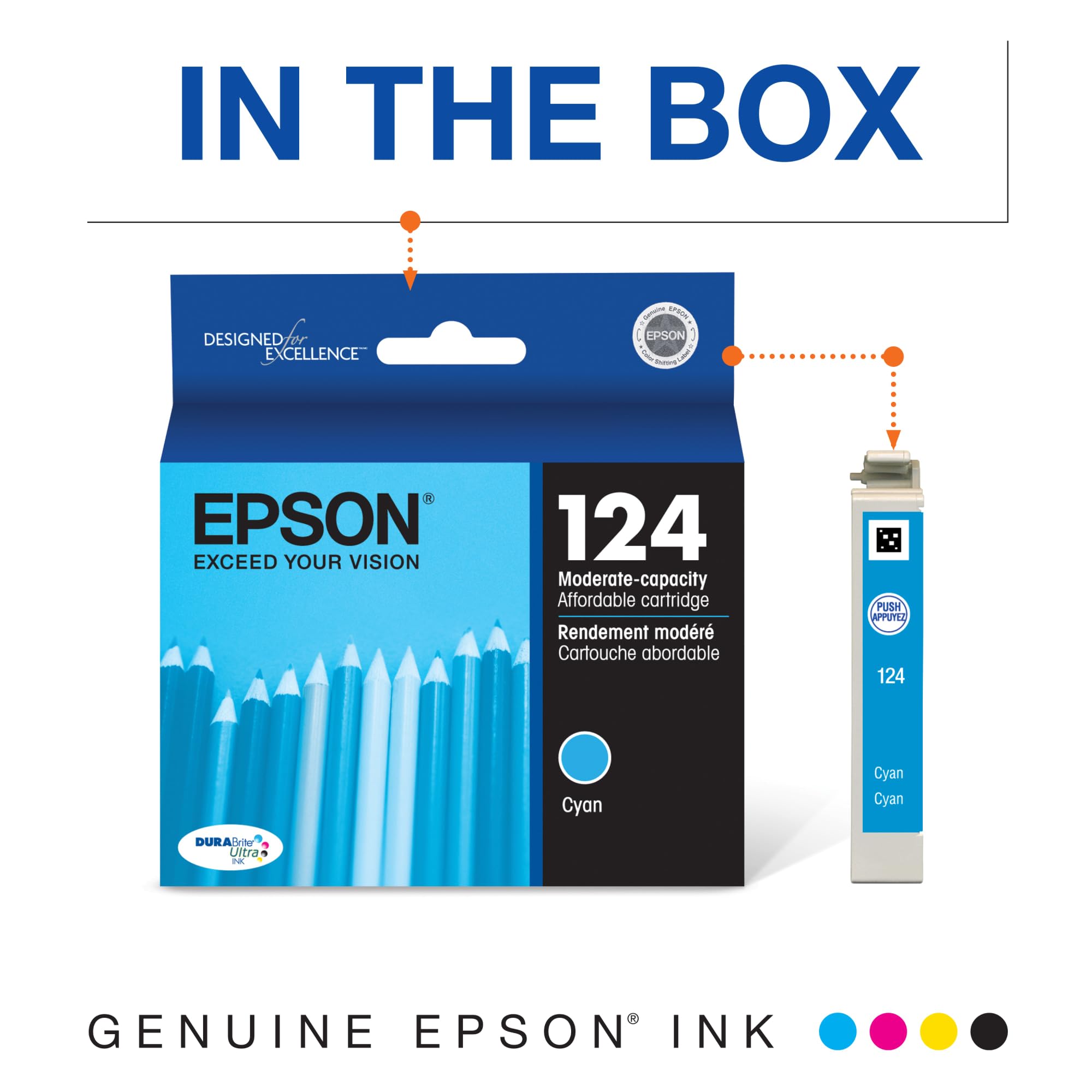 Foto 3 pulgar | Cartucho De Tinta Epson 124 Durabrite Ultra Cyan T124220-s - Venta Internacional.