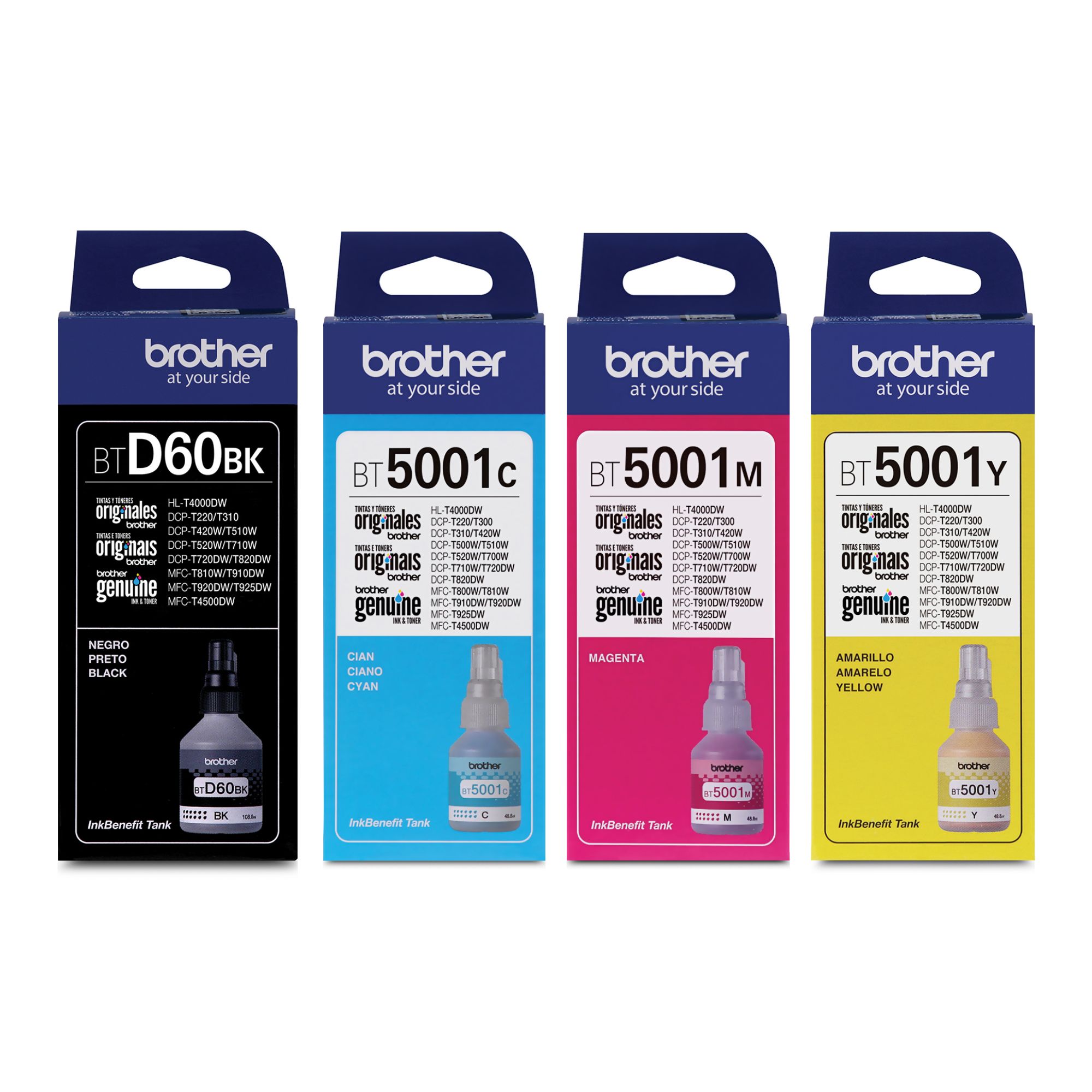 Foto 3 pulgar | Kit De 4 Botellas De Tinta Brother Bt5001 Y Btd60bk