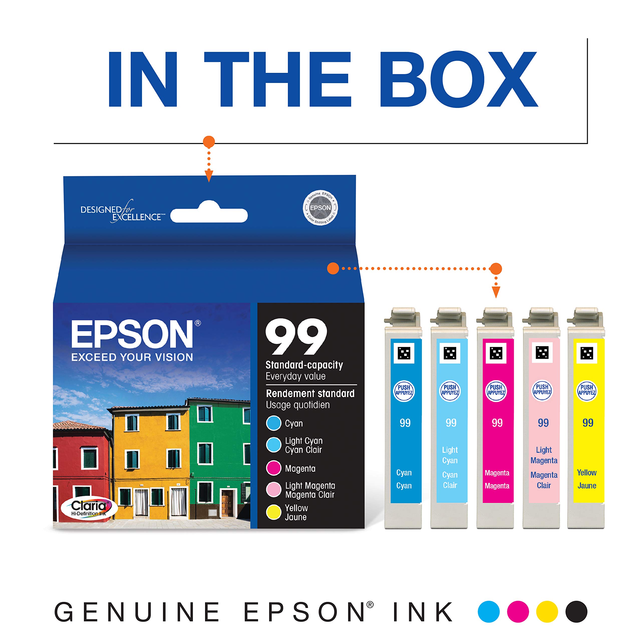 Foto 4 pulgar | Cartucho De Tinta Epson T099 Claria Hi-definition Combo De 5 Colores - Venta Internacional.