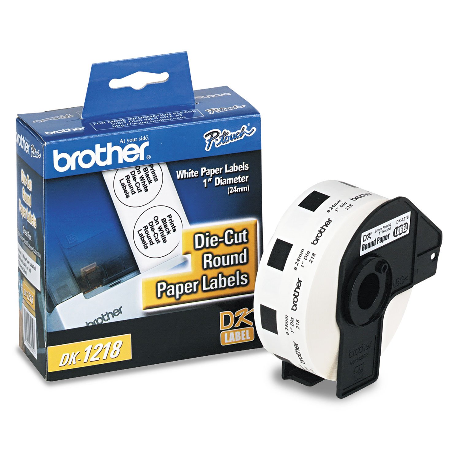 Foto 1 | Etiquetas De Papel Brother Dk1218, Redondas, Troqueladas, 2,54 Cm De Diámetro, 1000/rollo - Venta Internacional.