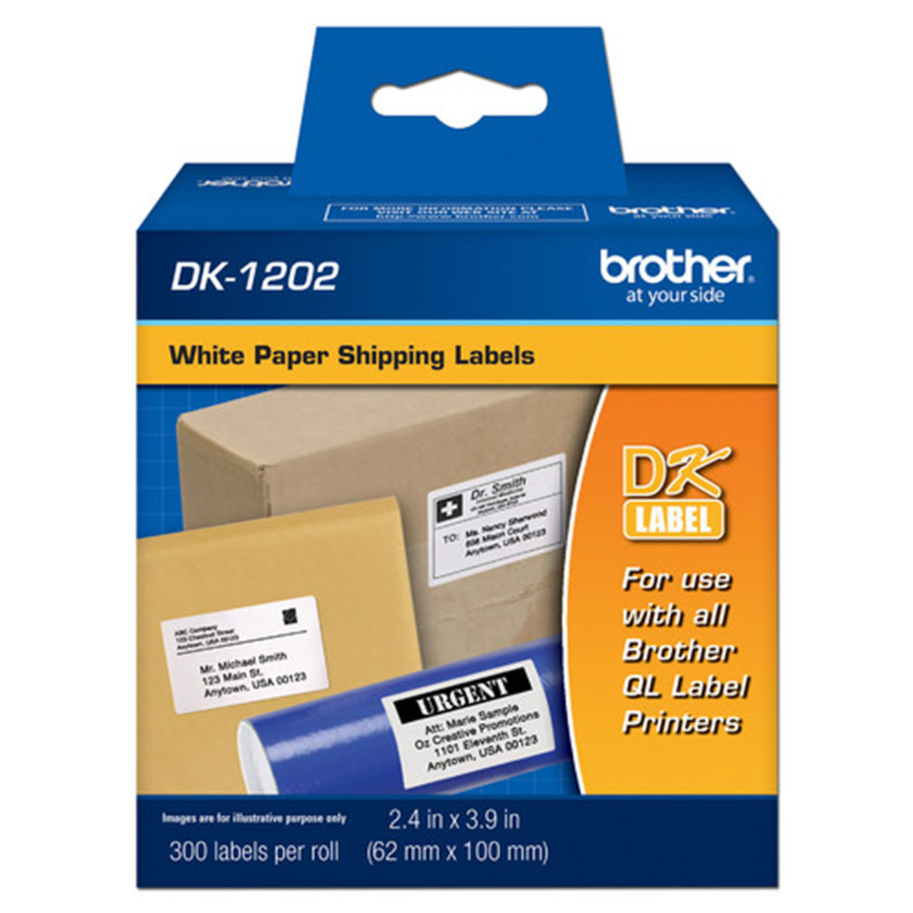 Foto 1 | Rollo De 300 Etiquetas Brother Dk1202 Precortadas De 62 X 100mm, Blancas