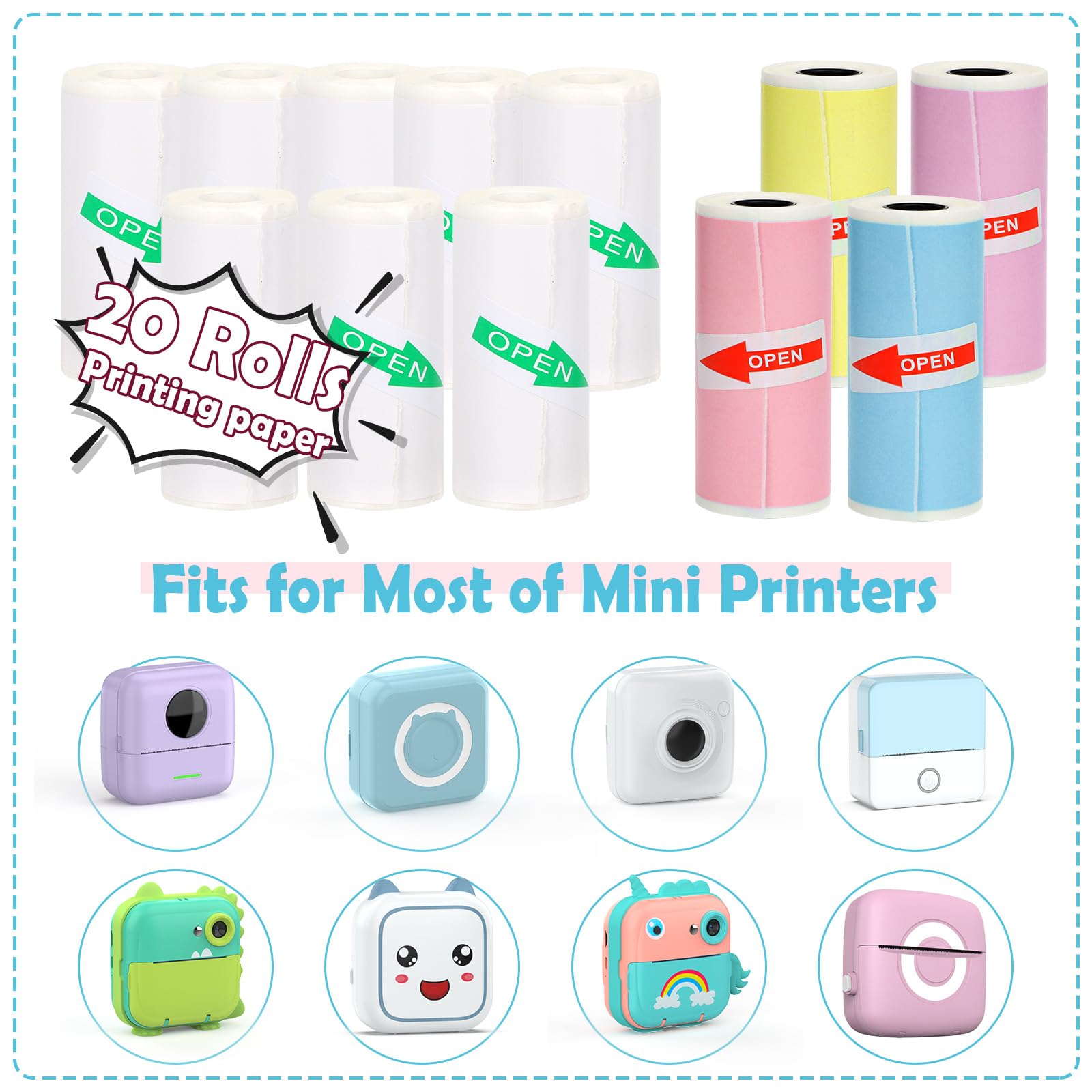 Foto 3 pulgar | Papel Adhesivo Térmico 20 Rollos 57x25 Mm para Phomemo M02/t02 - Venta Internacional