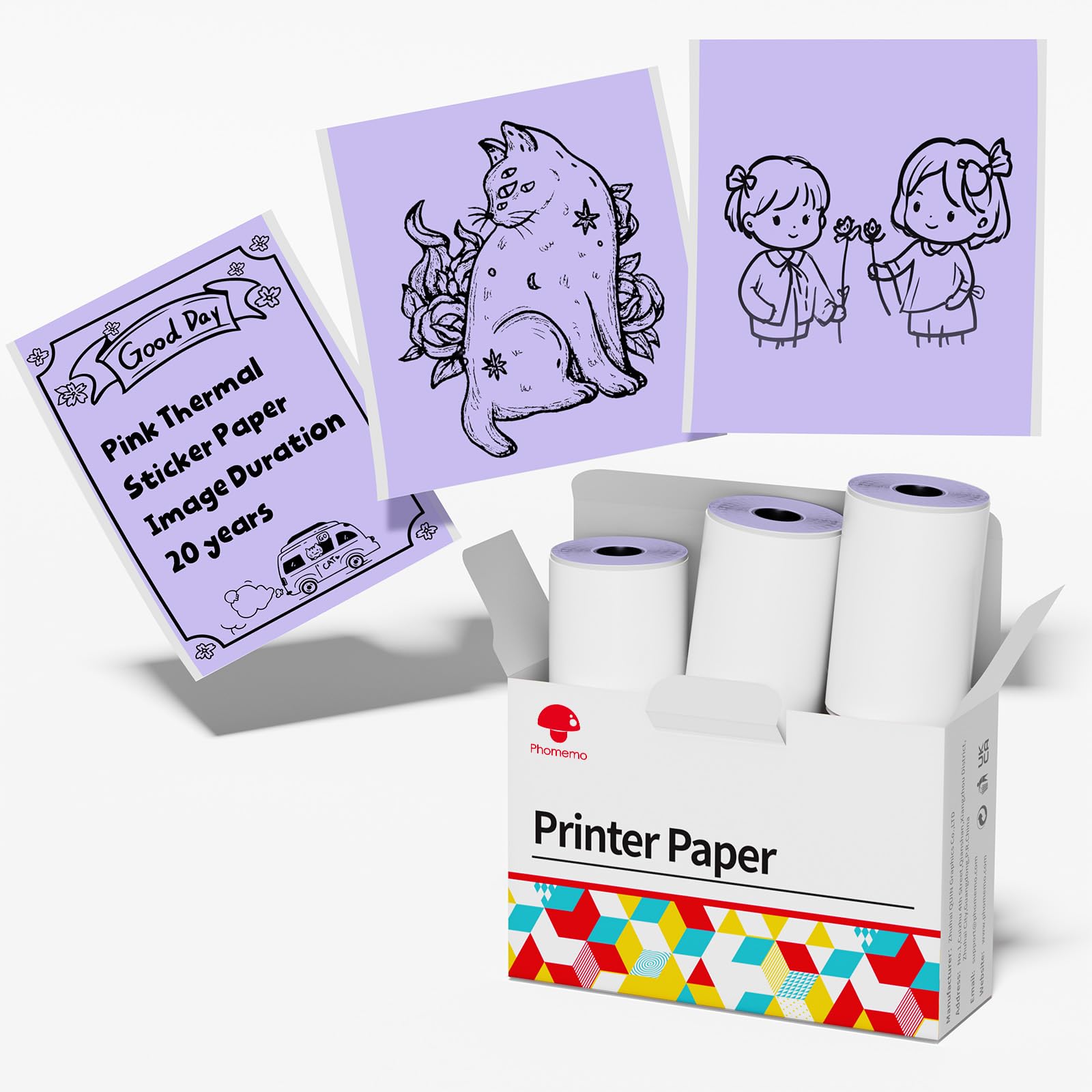 Papel Térmico Phomemo Purple Autoadhesivo Para Impresora M02 - Venta Internacional.