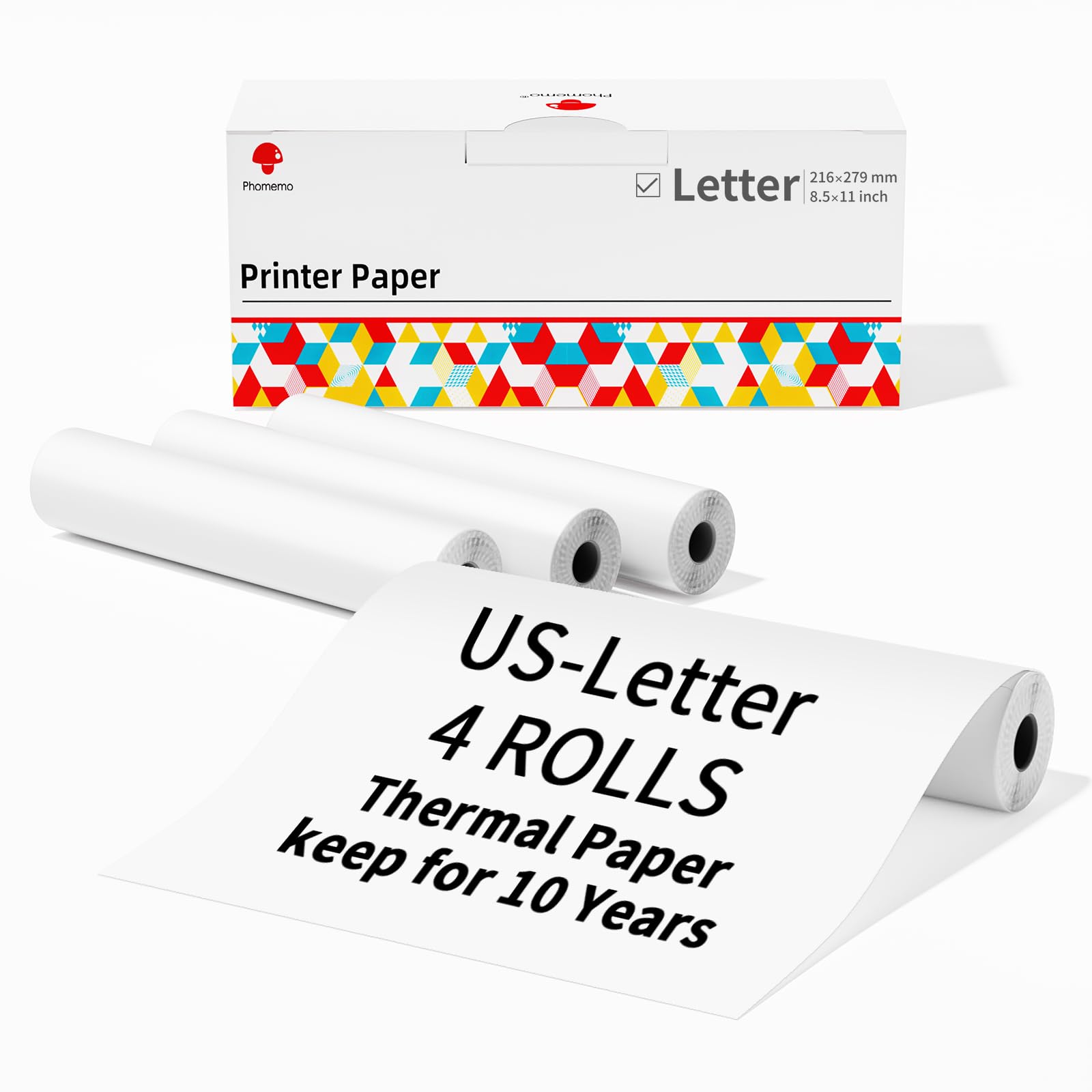 Foto 2 pulgar | Papel Para Impresora Térmica Phomemo, Tamaño Carta Estadounidense, 8.5 X 11 Pulgadas, 4 Rollos - Venta Internacional.