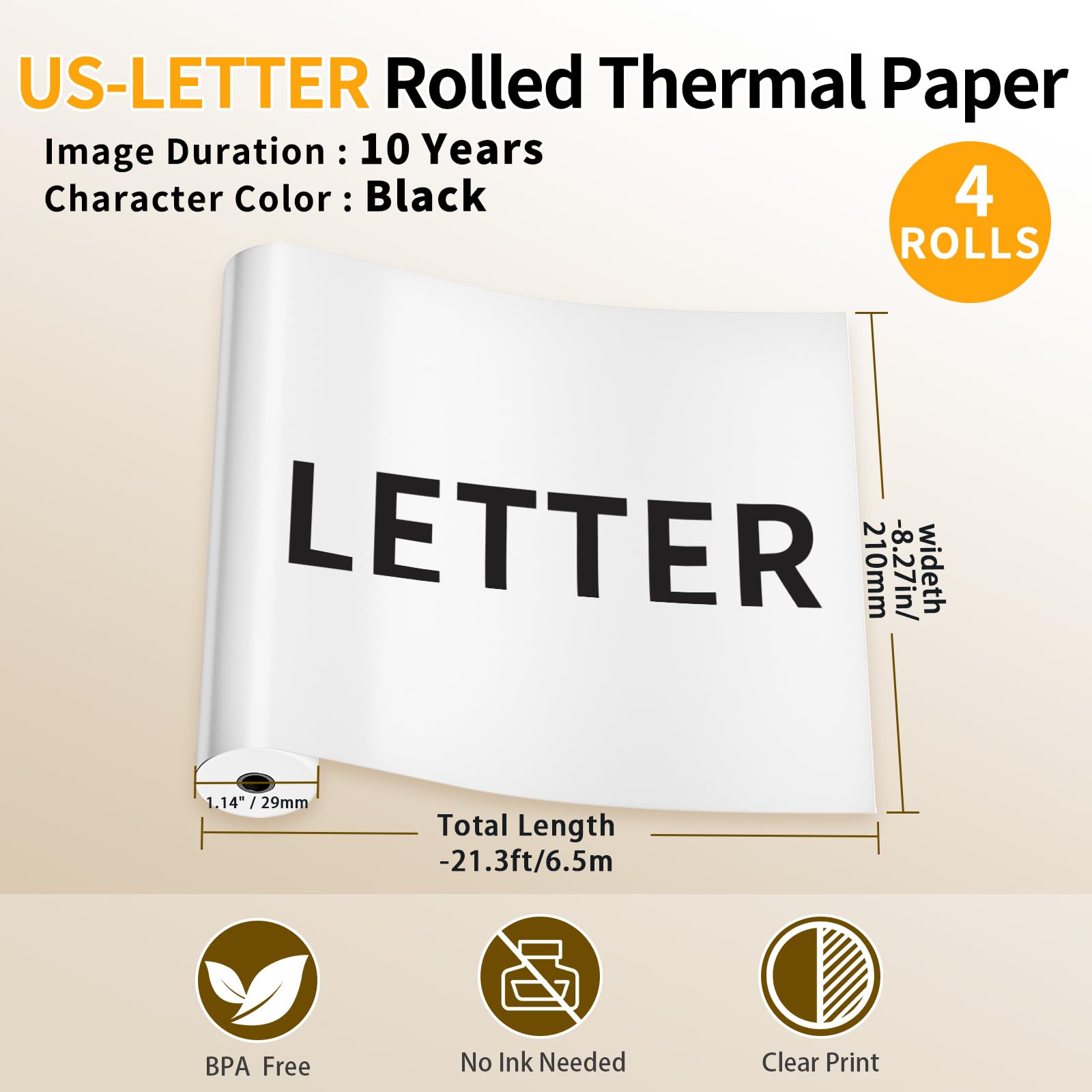 Foto 4 pulgar | Papel Para Impresora Térmica Phomemo, Tamaño Carta Estadounidense, 8.5 X 11 Pulgadas, 4 Rollos - Venta Internacional.