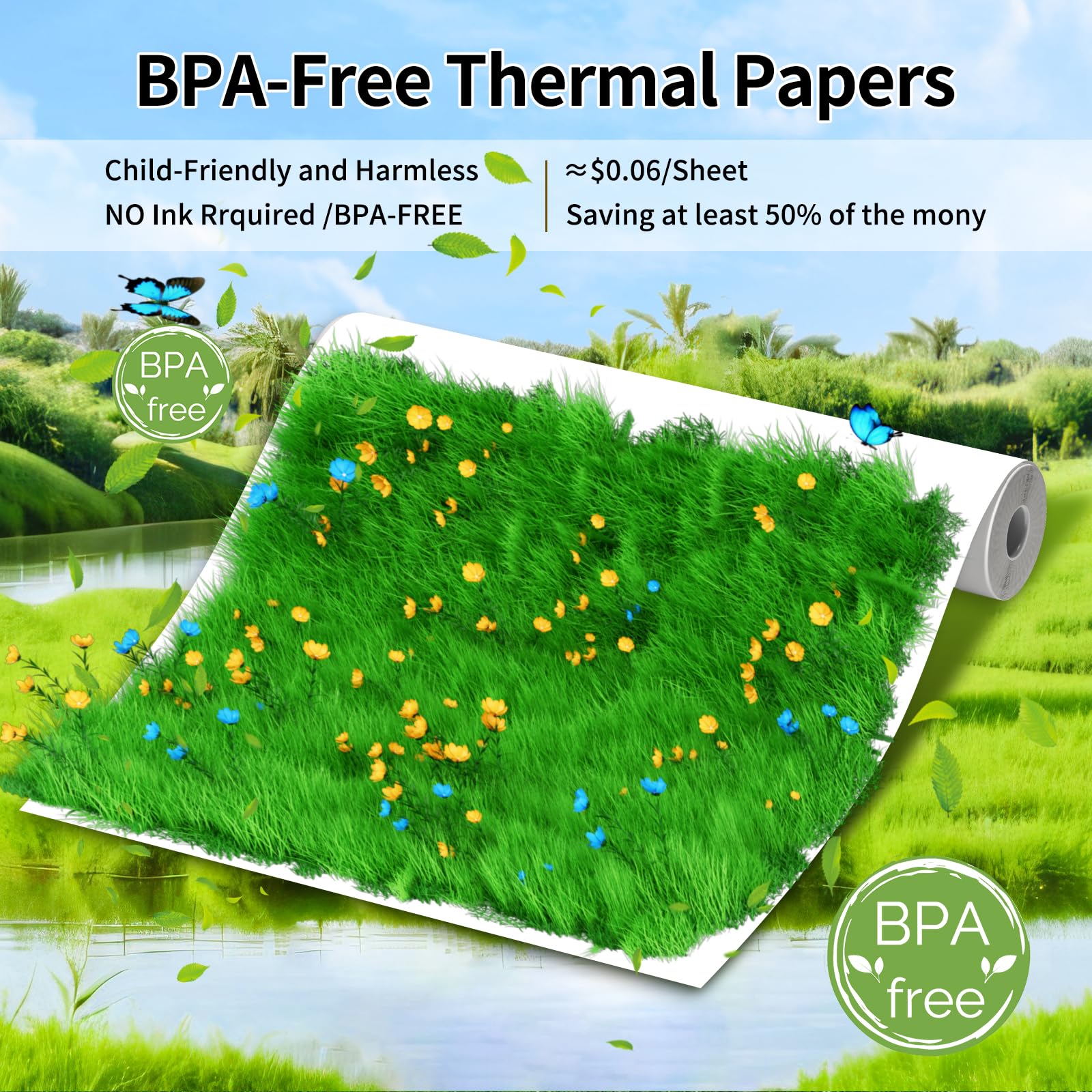 Foto 5 | Papel Para Impresora Térmica Phomemo, Tamaño Carta Estadounidense, 8.5 X 11 Pulgadas, 4 Rollos - Venta Internacional.