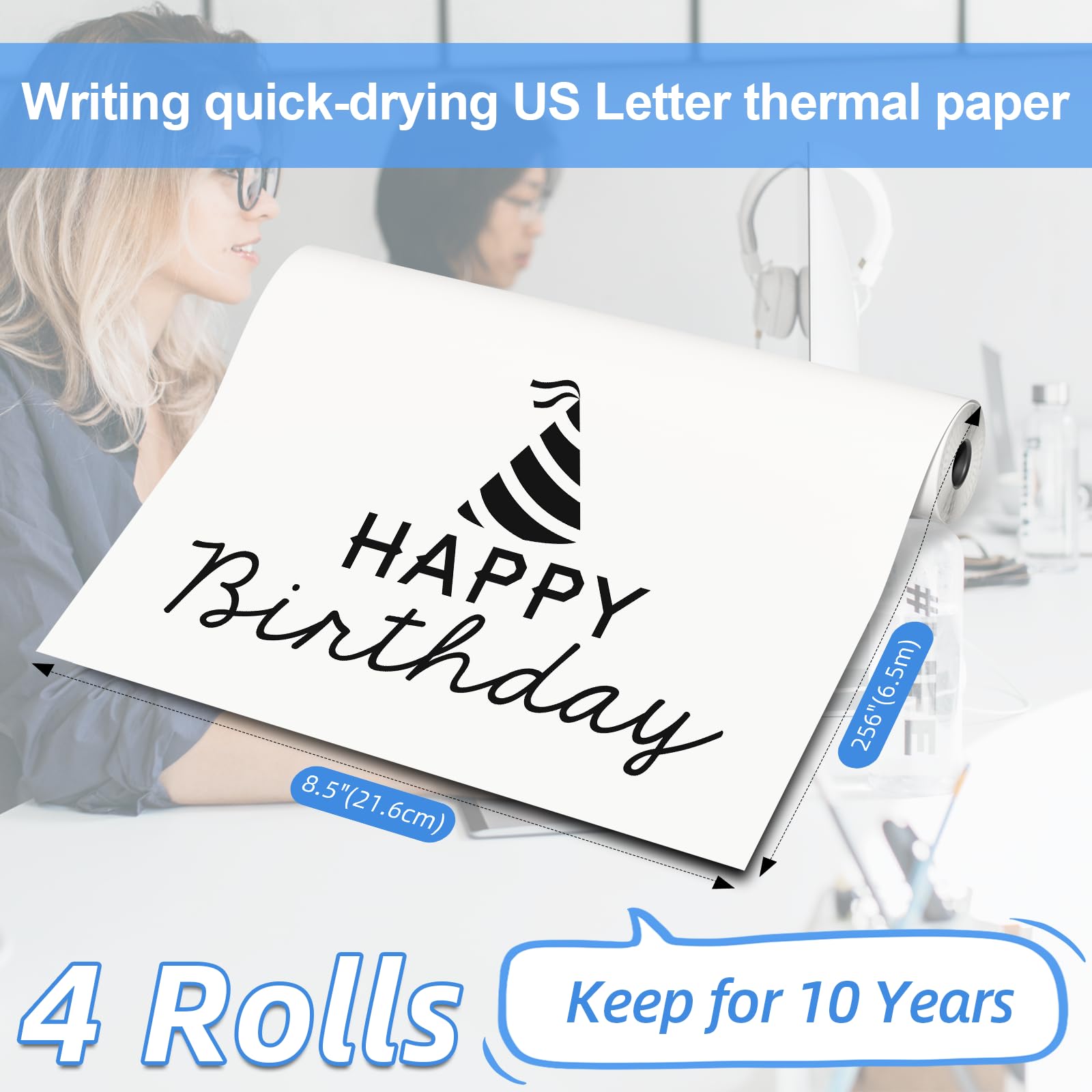 Foto 3 pulgar | Papel Térmico Phomemo Us Letter 216 Mm X 6,5 M Para M832, 4 Rollos - Venta Internacional.