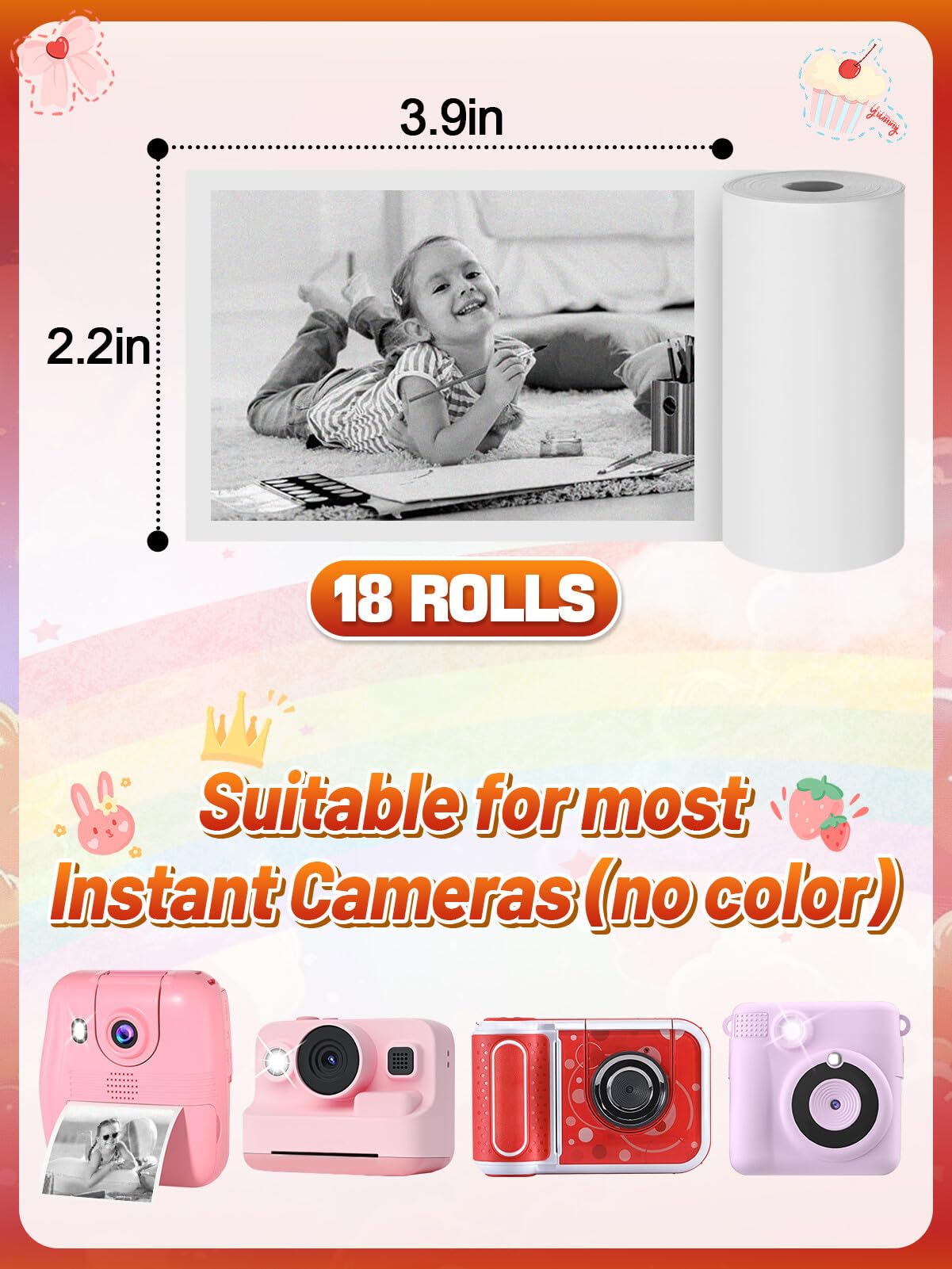Foto 5 | Papel De Recarga Para Impresión Instantánea De Cámara, 18 Rollos, Para Niños - Venta Internacional.