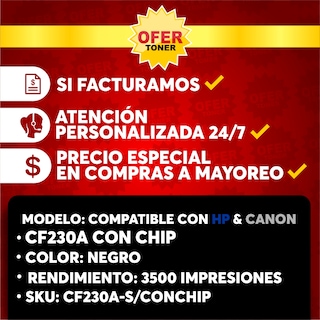 Foto 8 | Tóner Negro CF230A/30A compatible con HP Laserjet M203dw M203dn M227fdw