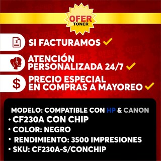 Foto 8 | Tóner Negro CF230A/30A compatible con HP Laserjet M203dw M203dn M227fdw 2 PZAS