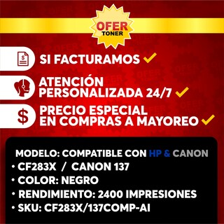 Foto 8 | Tóner 137 Compatible con Canon Imageclass Mf212 Mf212w Mf216 Negro