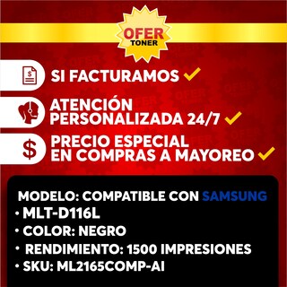 Foto 8 | Tóner Negro Mlt-d101s/101s Compatible Con Samsung Ml-2160 2161 2165w 2162