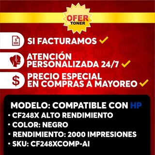 Foto 8 | Tóner CF248X Compatible con HP Laserjet pro, M15, M15w, M16, MFP M28 Negro