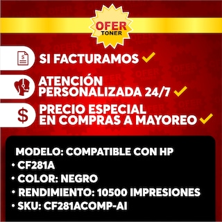 Foto 8 | Tóner CF281A/81A Negro Compatible con HP/ M630H/ M630DN/ M630F/ M630Z 2 Piezas
