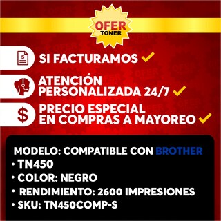 Foto 7 | Tóner TN-450/TN-420/TN410 Negro Compatible con Brother HL-2130/ 2132/ 2240/ 2240D