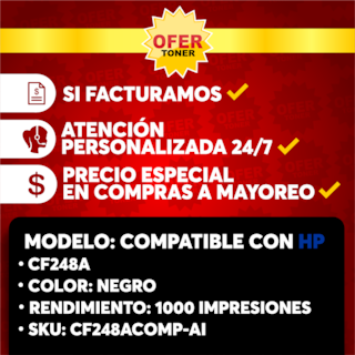 Foto 8 | Tóner CF248A 48A Compatible con HP M15 M15w M16 MFP M28 Negro 2 Piezas