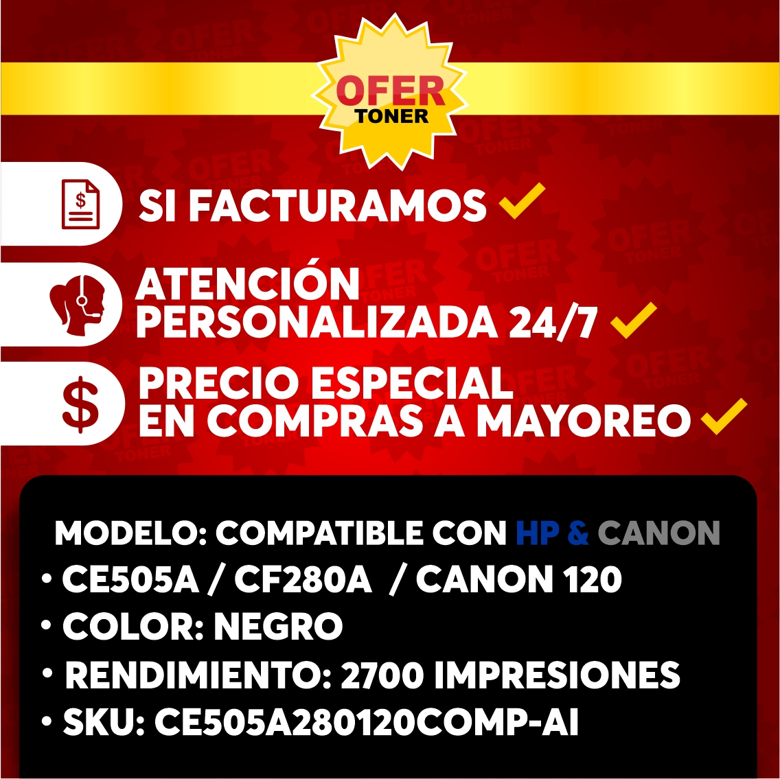 Foto 9 pulgar | Tóner Negro CE505A/05A/CF280A/80A/120  Compatible con HP P2035/ P2035N/ P2055/ P2055D 2 Piezas