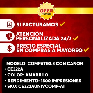 Foto 8 | Tóner 116y/316y/716y con Chip Compatible con Canon m251n m251nw mfp M276n y m276nw Amarillo 2 PZAS