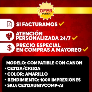 Foto 8 | Pack de 2 Tóners 12A-Y/52A-Y Compatibles con Canon en Amarillo