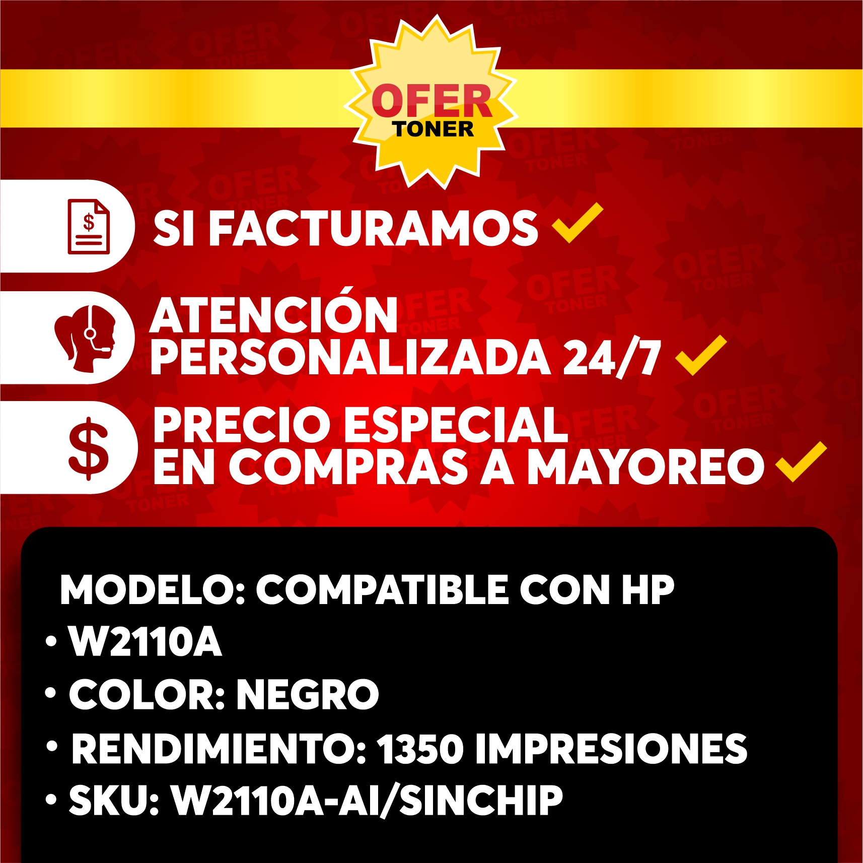 Foto 8 pulgar | Tóner Negro Compatible W2110a/206a para Impresoras M255dw M255nw M283cdw M282