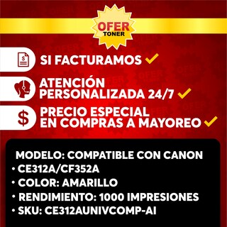 Foto 8 | Tóner 12a-y/52a-y Compatible con Canon cp1025 Cp1020 Cp1025n M177fw M176n Cp1025nw Amarillo