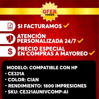 Foto 8 | Tóner Cb541a-c/ce321a-c/cf211a-c/116c/316c/716c Compatible con Canonm251n m251nw mfp M276n Mfp M276nw Cyan 2 PZAS