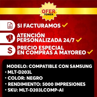Foto 8 | Tóner Negro Mlt-d203l Compatible con Samsung,m3320 M3370 M3820 M3870fd M4020 2 PZAS
