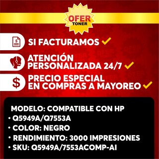 Foto 8 | Tóner Negro Compatible con HP 1160 1160LE 1320 y 1320N Q5949A/49A/Q7553A/53A