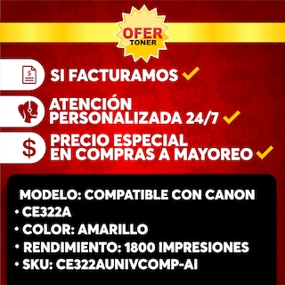 Foto 8 | Tóner 116y/316y/716y con Chip Compatible con Canon m251n m251nw mfp M276n m276nw Amarillo