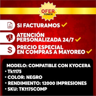 Foto 8 | Tóner Tk1175 Compatible con Kyocera m2040 m2540 m2640 m2040dn m2540dn Negro 2 PZAS