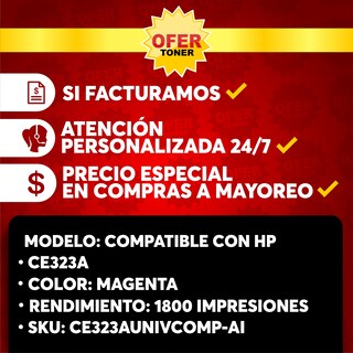 Foto 8 | Tóner Magenta CE323A-M/CB543A-M/CF213A-M/128A-M/125A-M/131A-M Compatible con HP M251N/ M251NW/ MFP M276N/ M276NW 2 Pie