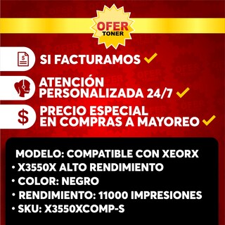 Foto 8 | Tóner X3550x Alto Rendimiento Compatible con Xerox 3550hy 3550 Negro