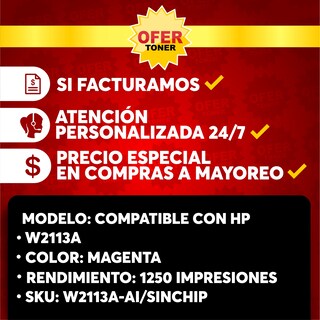 Foto 7 | Tóner W2113a-m/206a-m Compatible con Hp M255dw M255nw M283cdw Magenta 2 Piezas