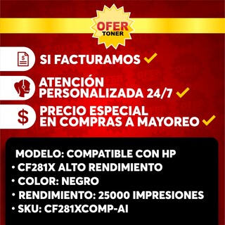 Foto 8 | Pack de 2 Tóners de Alto Rendimiento CF281X/81X Compatible con HP