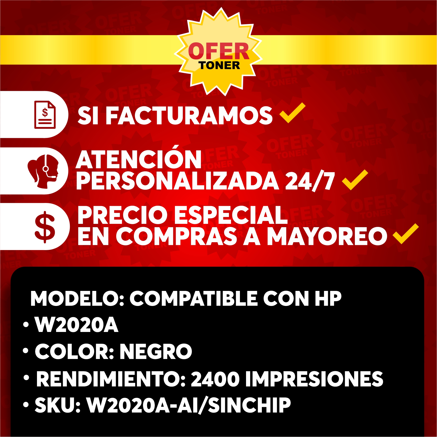 Foto 8 pulgar | Tóner Negro W1105x/105x sin Chip Compatible con HP 107mfp  135mfp 137  w107a