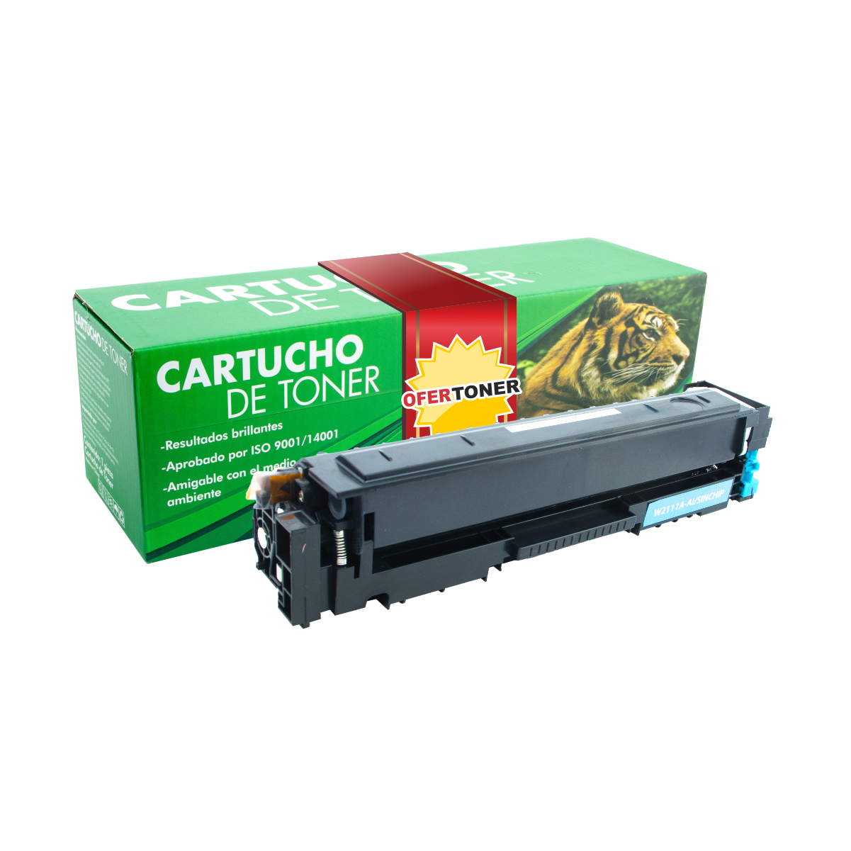 Tóner Cyan W2111a-c/206a-c SIN CHIP Compatible con HP M255dw  M255nw  M283cdw