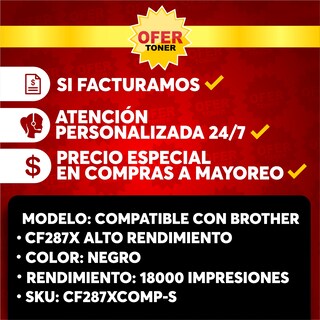 Foto 8 | Tóner Negro CF287X/87X Alto Rendimiento Compatible con HP M506N/ MFP M527/ M506DN/ M506X