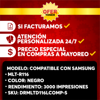 Foto 7 | Tóner Drum Mlt-r116 Compatible con Samsung c416fw M2825 M2626 Negro